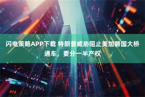闪电策略APP下载 特朗普威胁阻止美加跨国大桥通车，要分一半产权